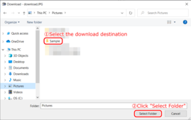 Select the download destination