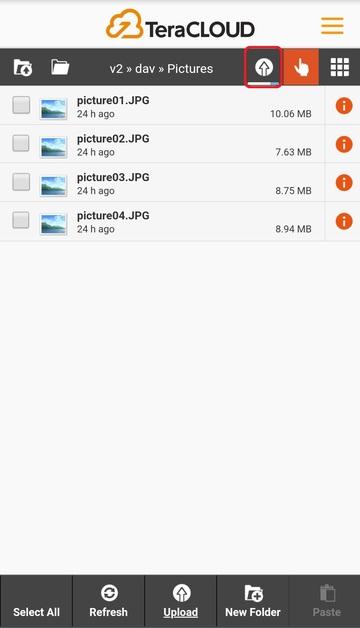 The upload begins The upload begins