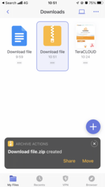 The zip file has been created The zip file has been created
