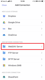 Select "WebDAV Sever" Select "WebDAV Sever"