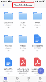 Your InfiniCLOUD files will be displayed Your InfiniCLOUD files will be displayed
