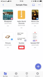 Tap the "..." icon below the file(s) Tap the "..." icon below the file(s)