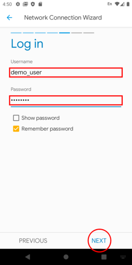 Enter the required credentials