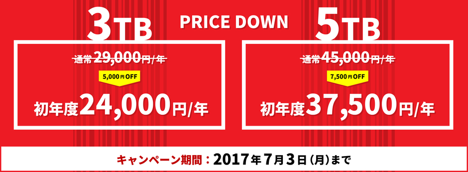 大切なデータはまとめてTeraCLOUDへ！3TB・5TBアップグレードキャンペーン